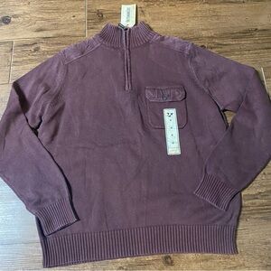 Men's burgundy Quarter Zip Sweater M